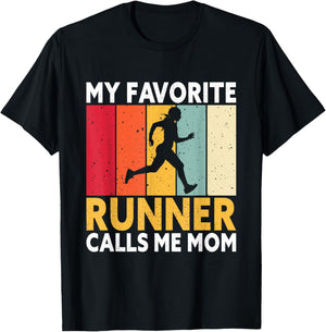My Favorite Runner Calls Me Mom T-Shirt - T-Shirt | Black