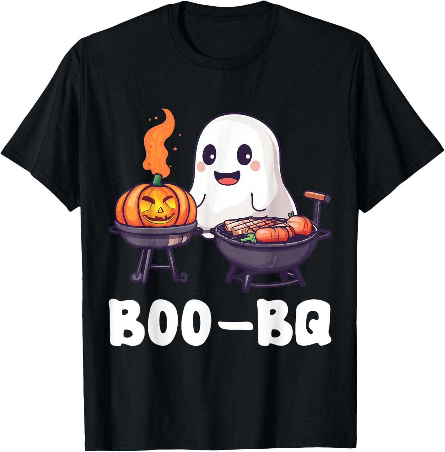 Fun BBQ Barbecue Boo Ghost Halloween Matching Costume Boo-BQ T-Shirt - T-Shirt | Black