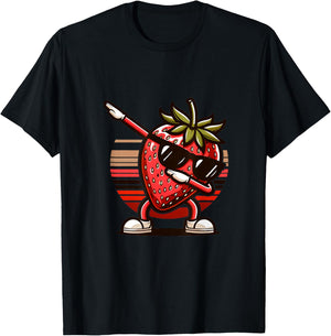 Funny Dab Strawberry Dancing Dabbing Fruit Meme T-Shirt - T-Shirt | Black