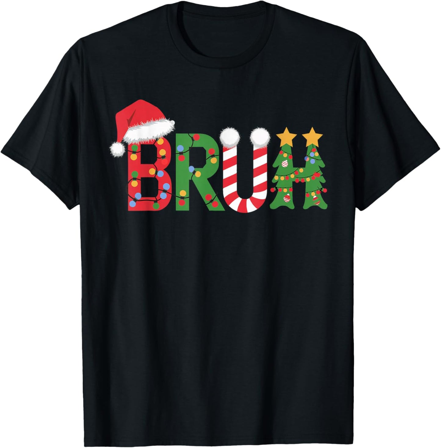 Christmas Shirts for Kids Boys Bruh Funny Christmas Women T-Shirt - T-Shirt | Black