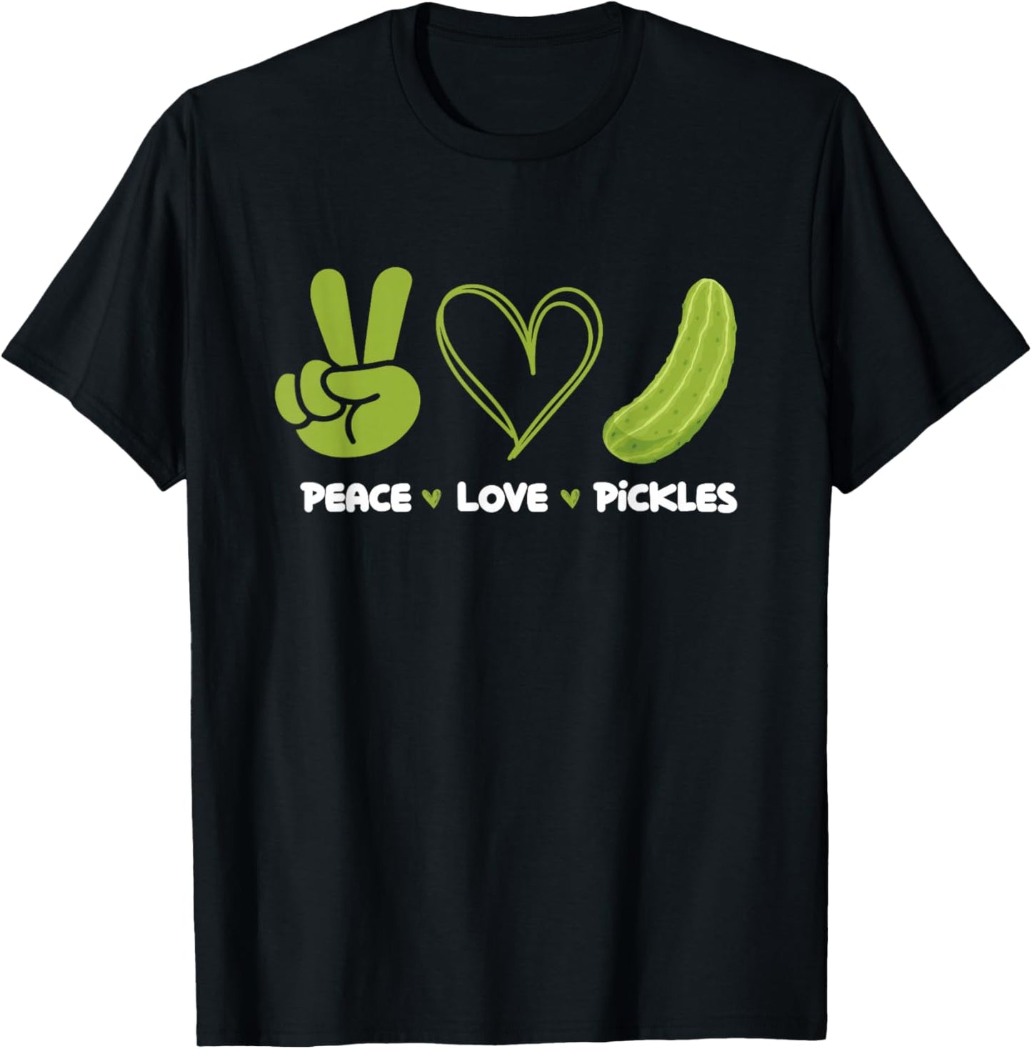 Peace Love Pickles - Dill Pickle Lover Pickling Cucumber T-Shirt - T-Shirt | Black