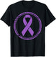 Domestic Violence Awareness Month DV Purple Ribbon Support T-Shirt - T-Shirt | Black
