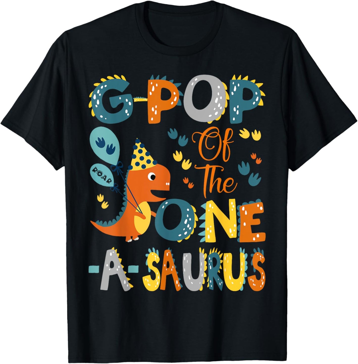 G-Pop Of The One-A-Saurus 1St Birthday Dinosaur Party T-Shirt - T-Shirt | Black