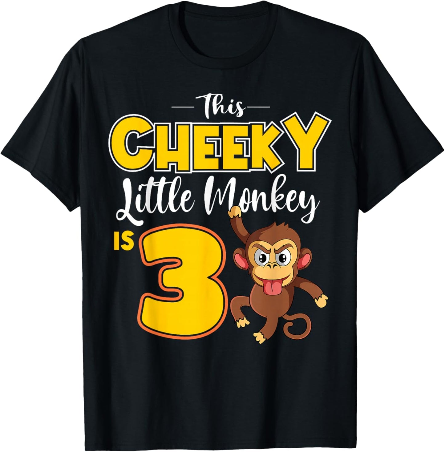 Monkey 3rd Birthday Party Cheeky Jungle Animal Zookeeper T-Shirt - T-Shirt | Black