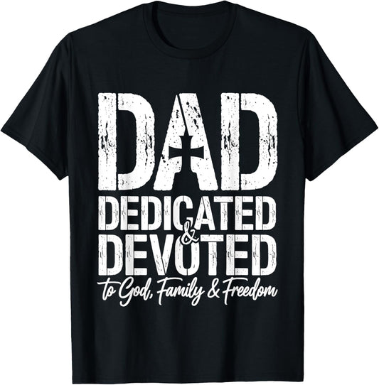 Christian Dad Dedicated and Devoted to God Father's Day T-Shirt - T-Shirt | Black