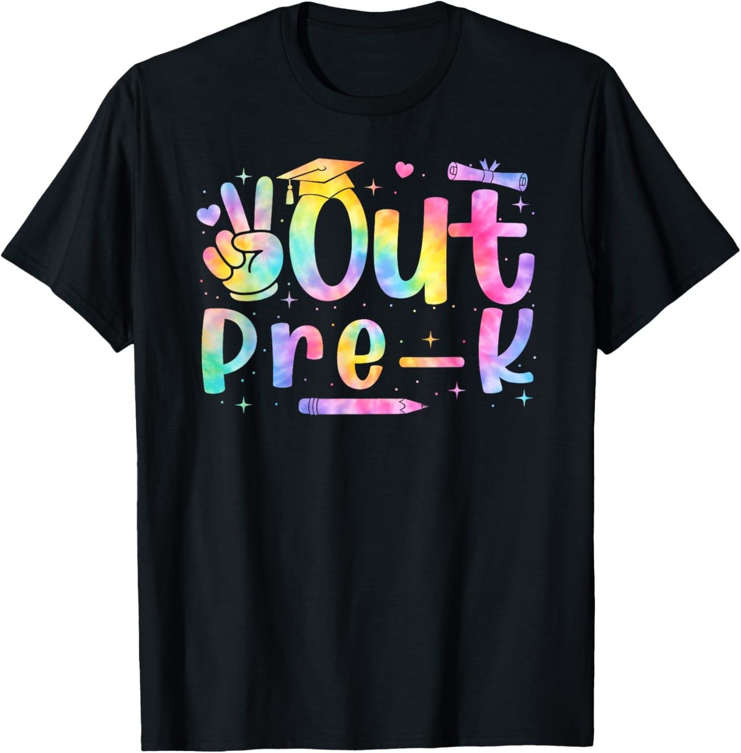 Peace Out Pre-K PreK Graduation Tie Dye Last Day of School T-Shirt - T-Shirt | Black