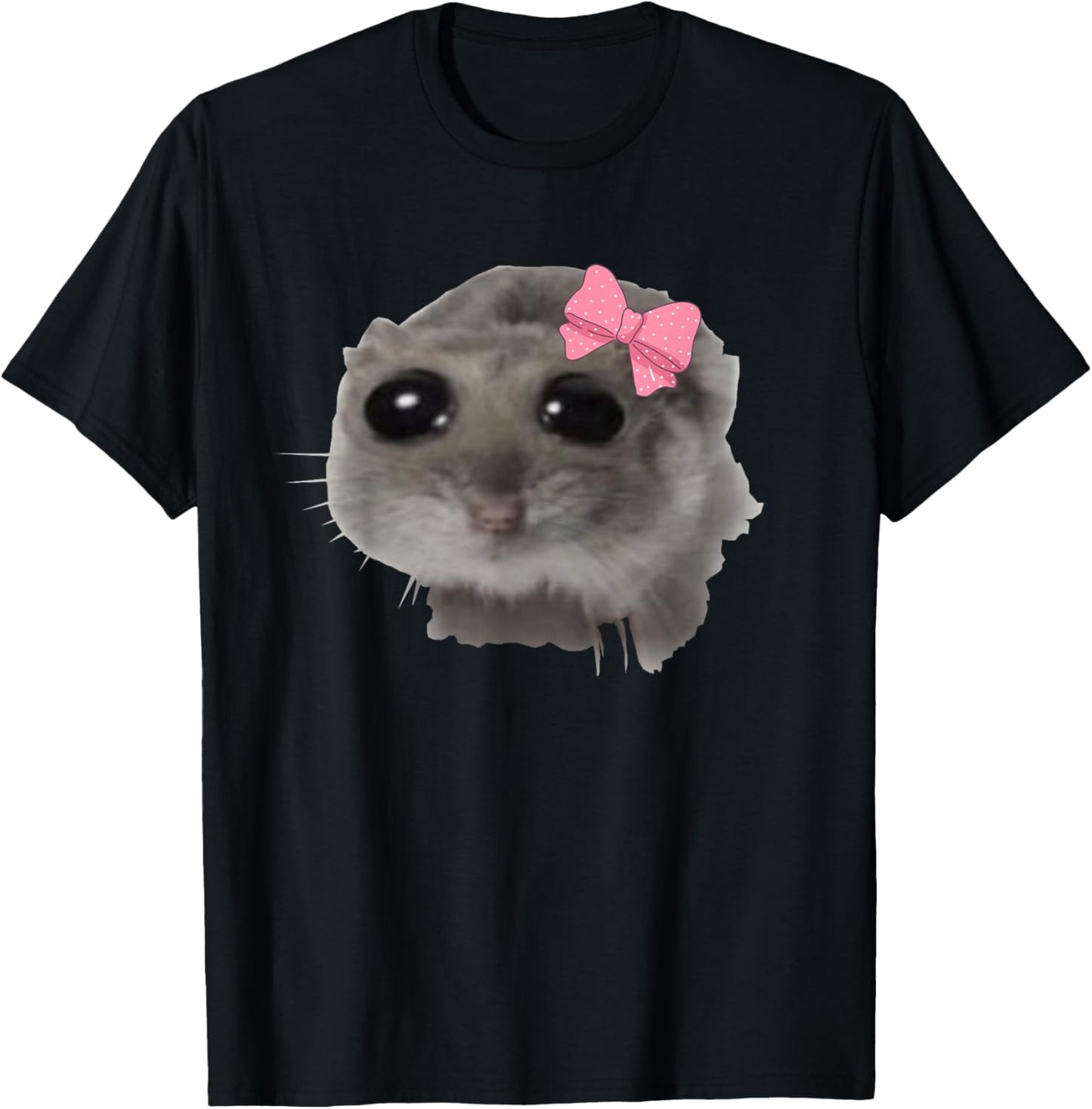 Coquette Sad Hamster Meme Crying T-Shirt - T-Shirt | Black