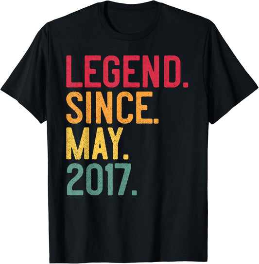 Legend Since May 2017 8 Years Old 8th Birthday - Vintage T-Shirt - T-Shirt | Black