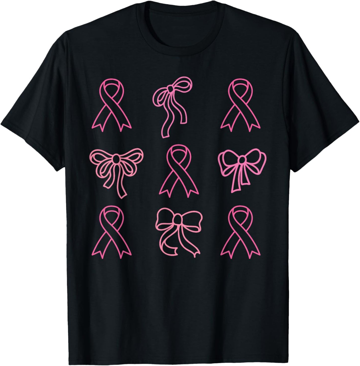 Breast Cancer Awareness Pink Coquette Bow Warrior T-Shirt - T-Shirt | Black