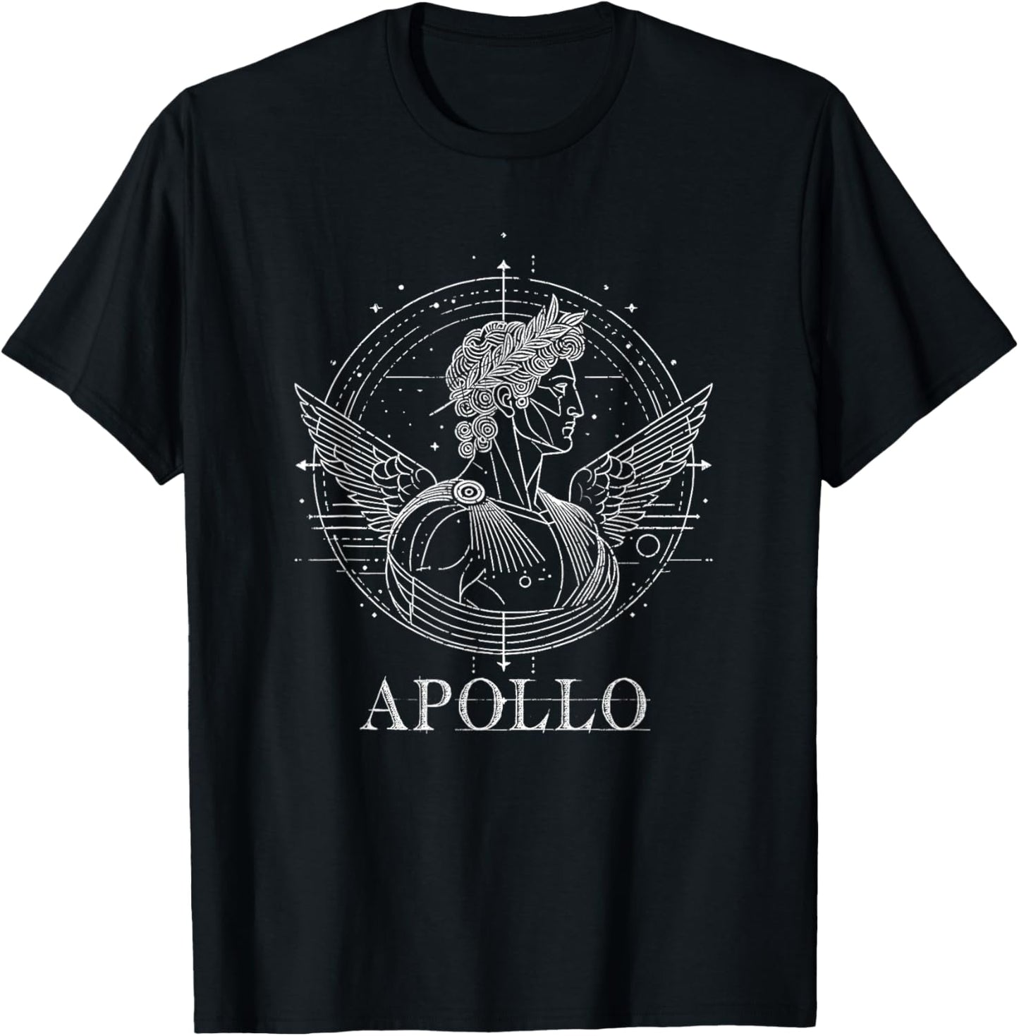 Apollo Ancient Greek God geometrical lines Art Son of Zeus T-Shirt - T-Shirt | Black