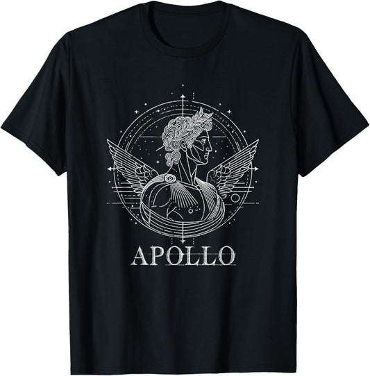 Apollo Ancient Greek God geometrical lines Art Son of Zeus T-Shirt - T-Shirt | Black