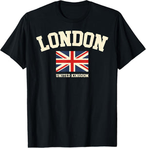 Vintage London England United Kingdom Souvenir Retro Graphic T-Shirt - T-Shirt | Black