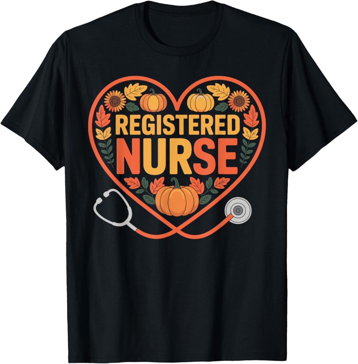 Registered Nurse Thanksgiving Autumn T-Shirt - T-Shirt | Black