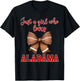 Alabama Coquette Football Bow Girl Loves Alabama T-Shirt - T-Shirt | Black