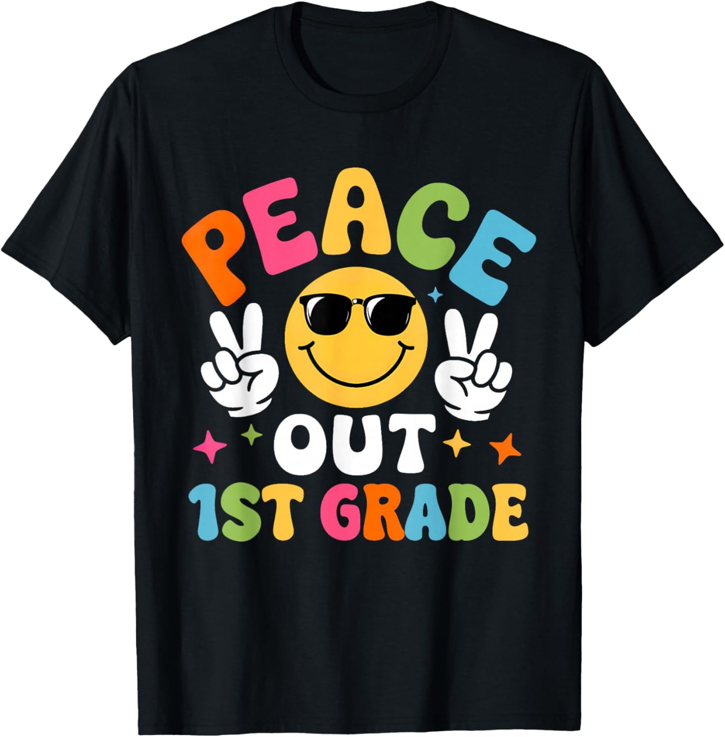 Last Day of School 1st Grade Funny Peace Out Teacher Kids T-Shirt - T-Shirt | Black