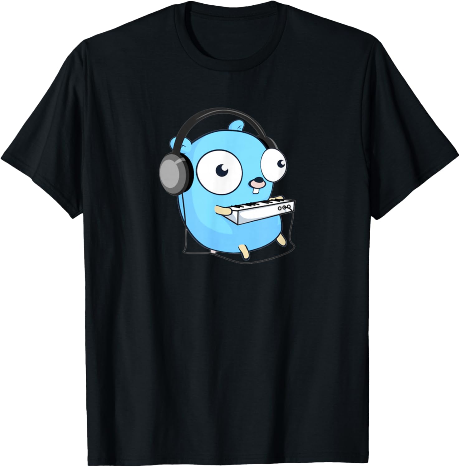 Music Gopher - Fun Programmer Developer GO lang Logo T-Shirt - T-Shirt | Black