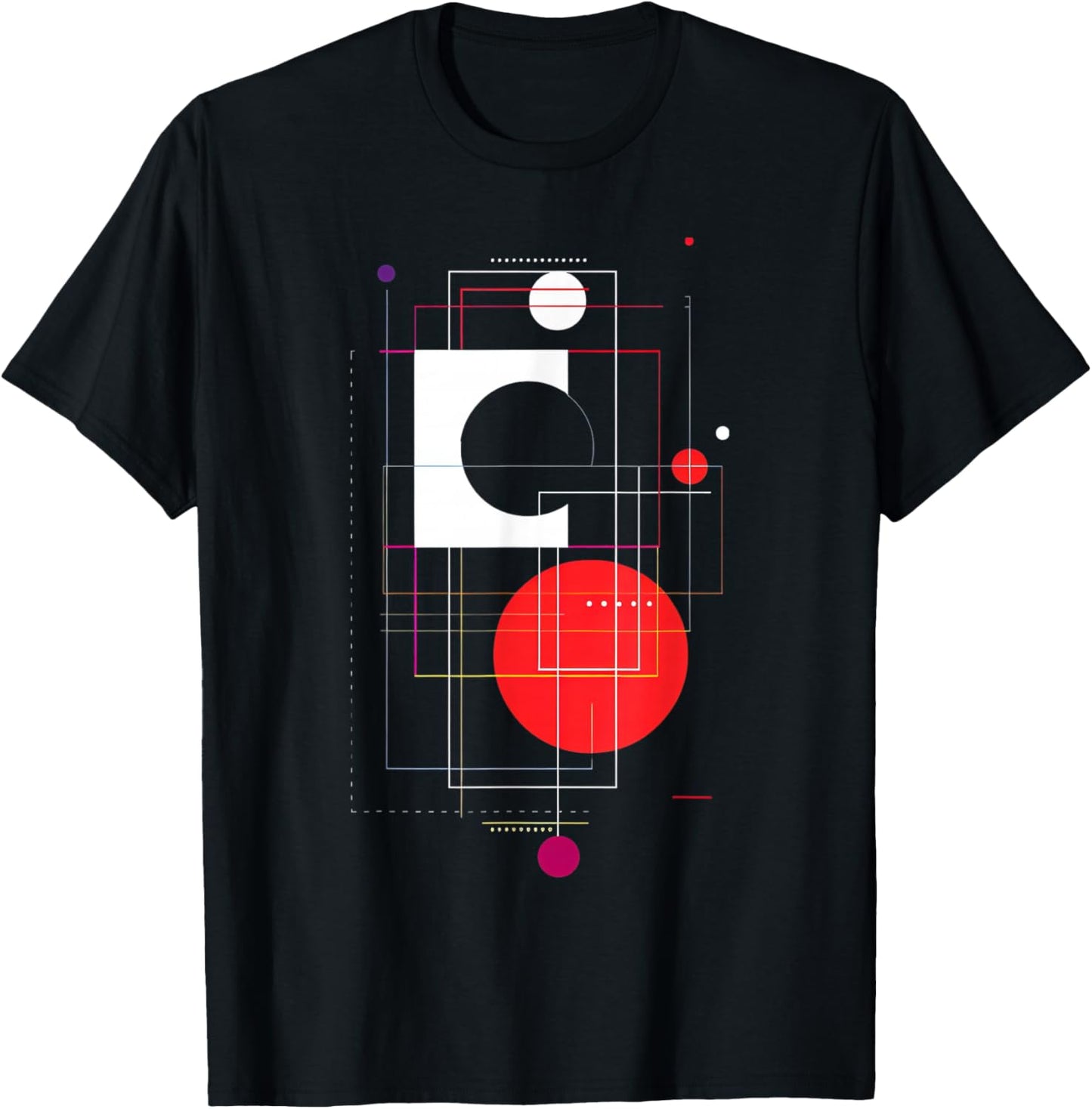 Geometric Black, White, and Red Abstract T-Shirt - T-Shirt | Black