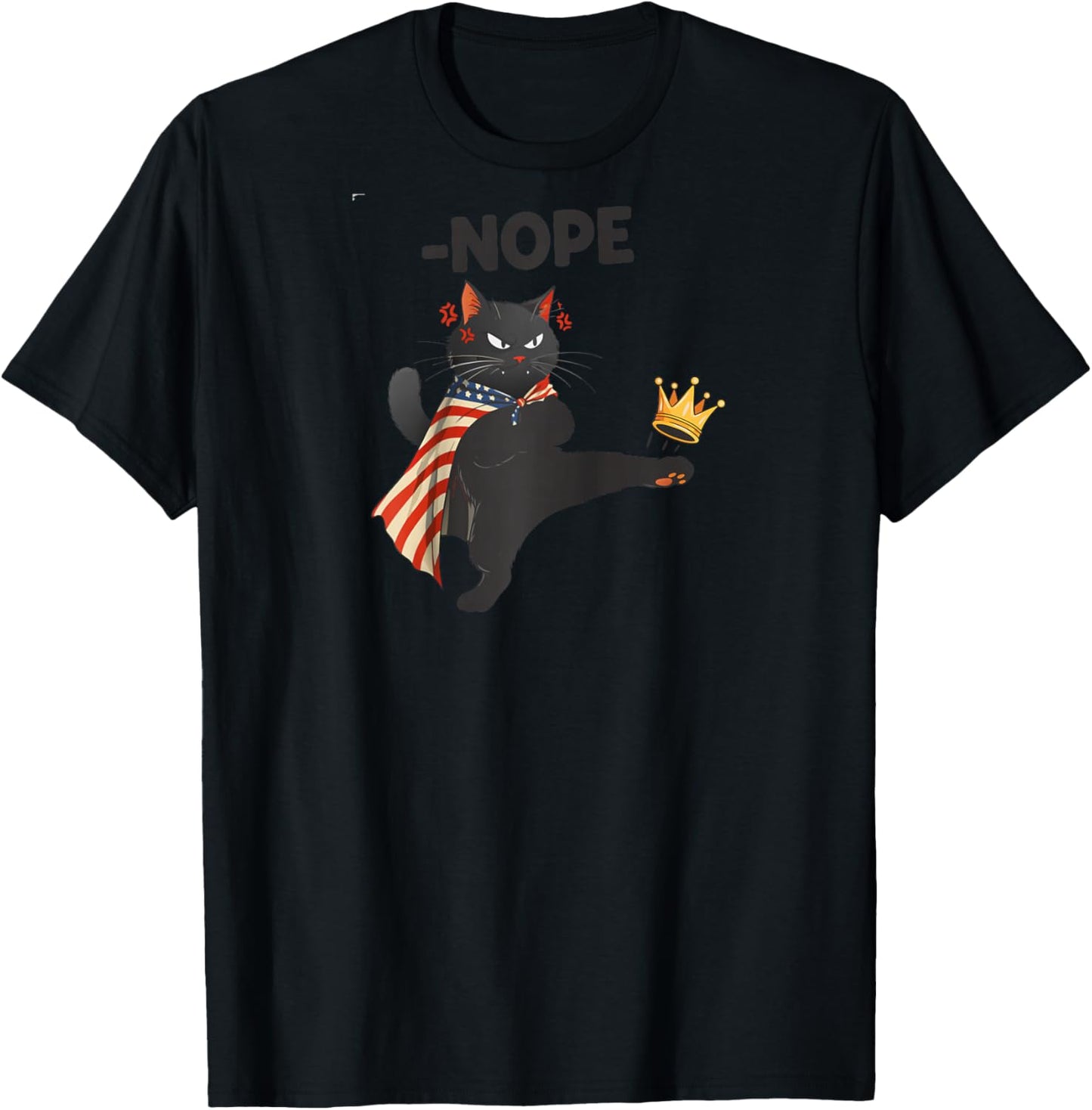 Funny Cat No Kings Raglan Baseball T-Shirt - T-Shirt | Black