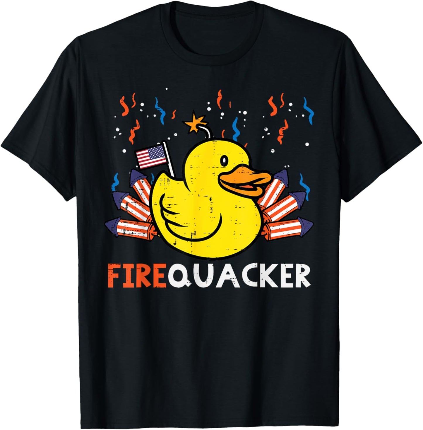 4th July Rubber Duck Firequacker Patriot Men Boys Kids Women T-Shirt - T-Shirt | Black