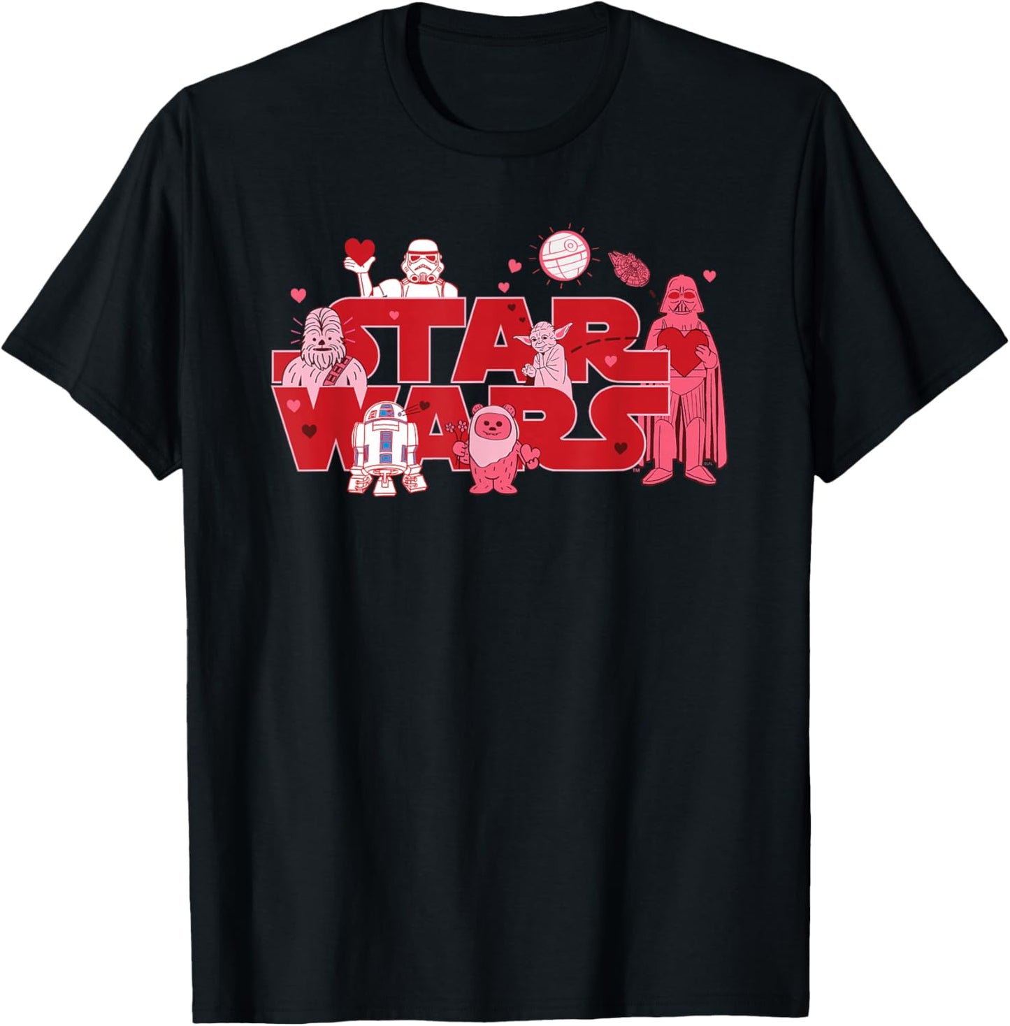 Star Wars Valentine's Day Logo Toon Classic Movie Characters T-Shirt - T-Shirt | Black