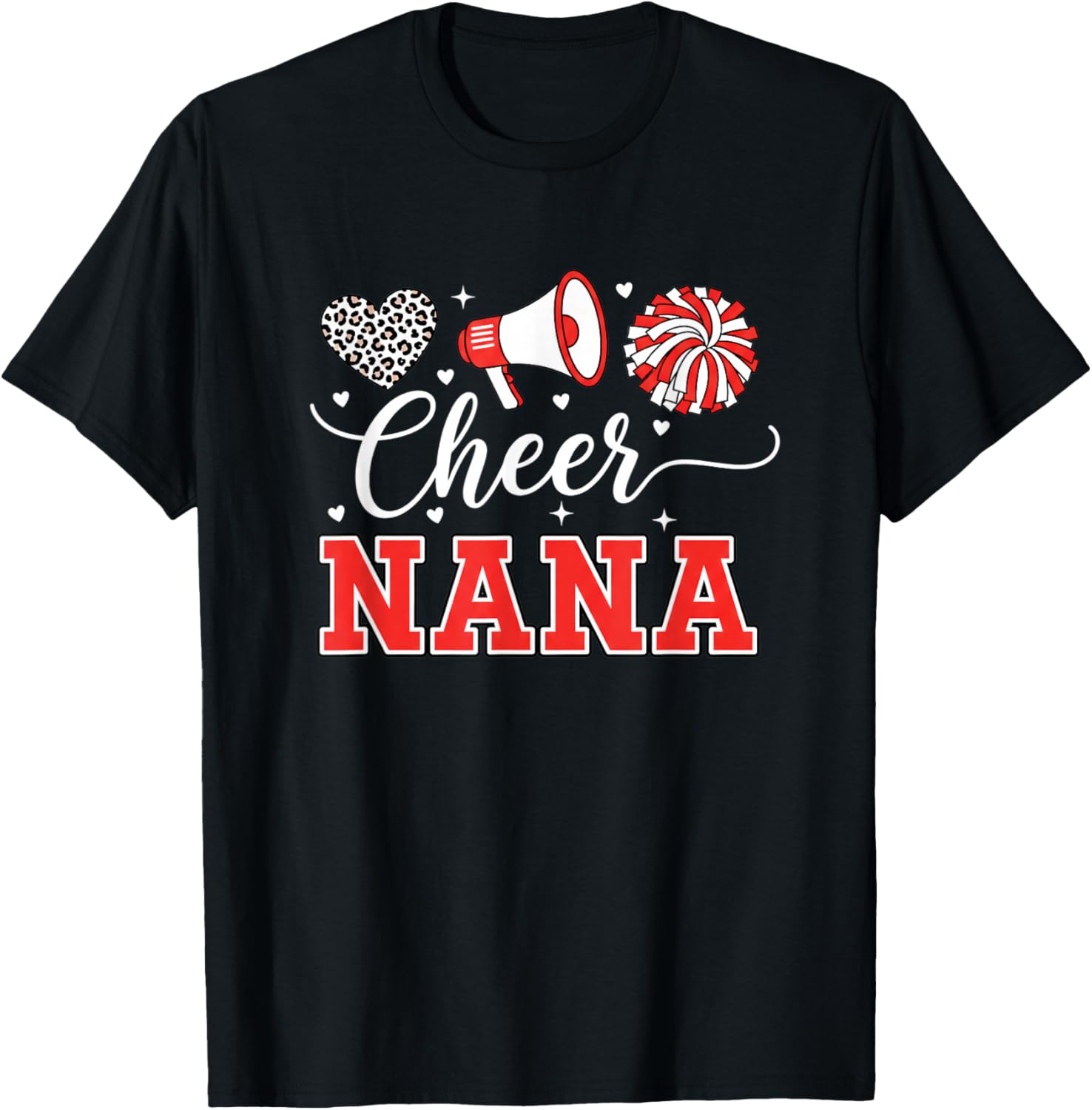 Grandparent Cheer Nana Proud Cheerleading Nana T-Shirt - T-Shirt | Black