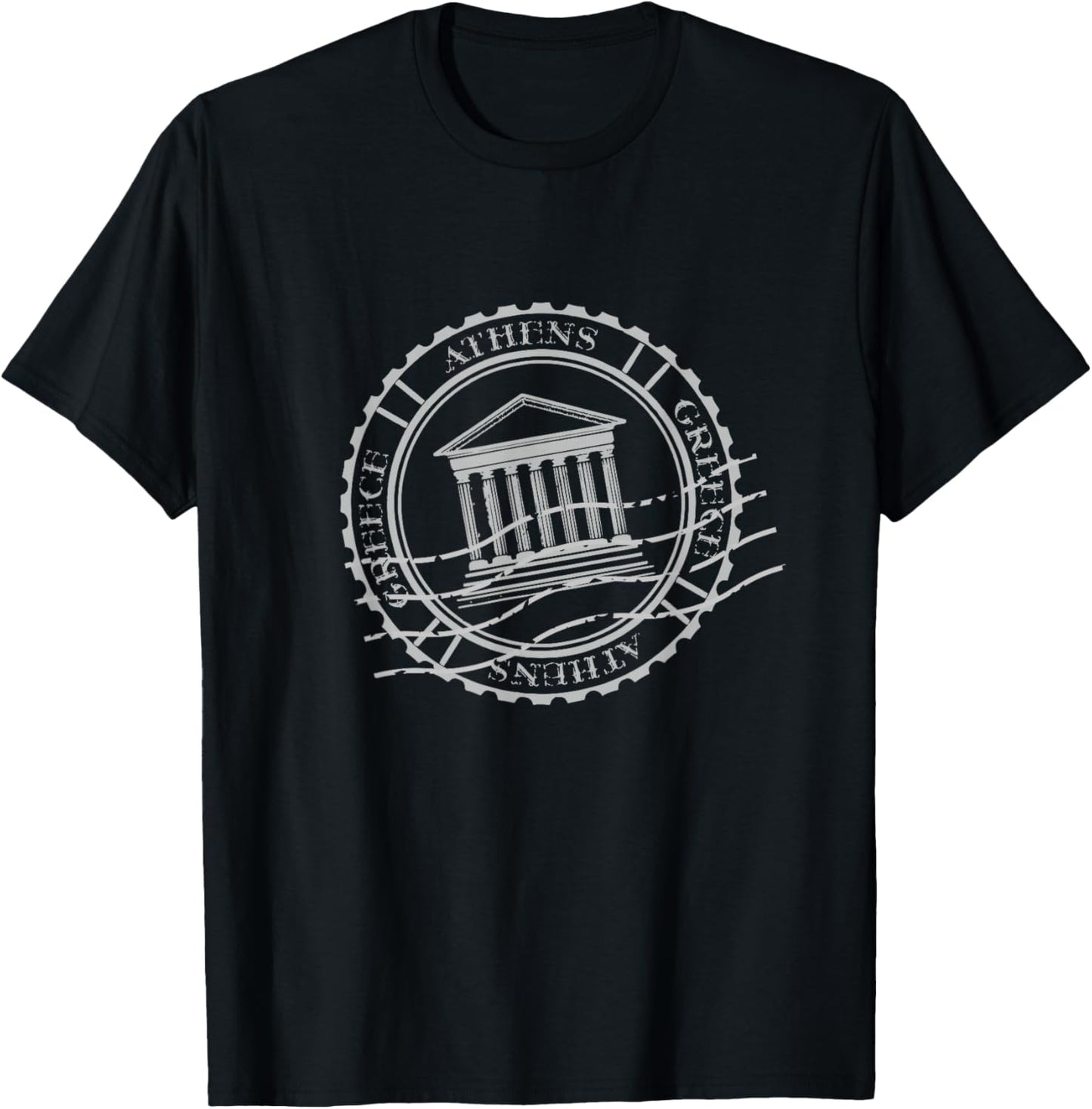 Athens Greece Travel Vintage Sign Stamp T-Shirt - T-Shirt | Black