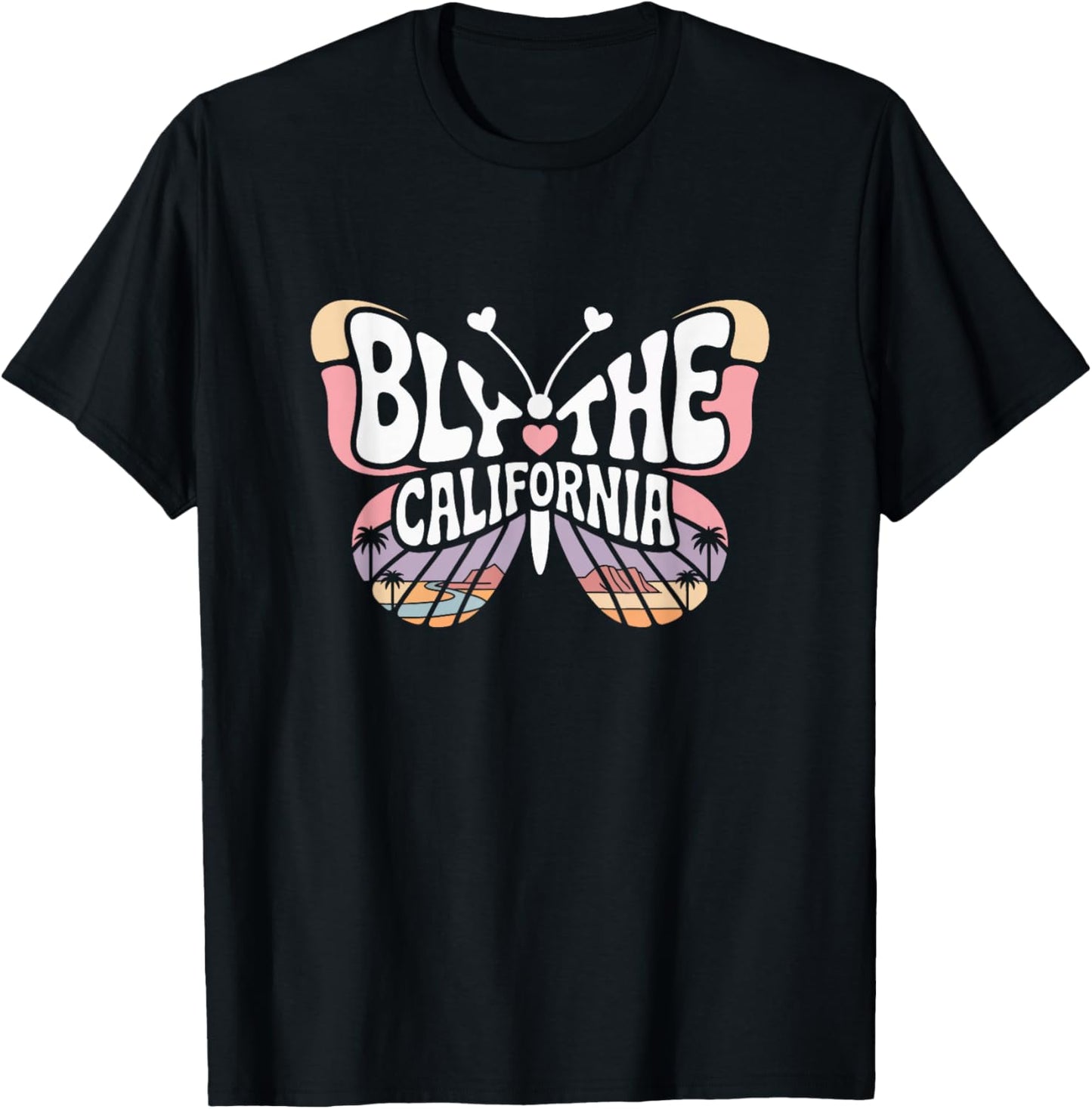 Blythe Butterfly - California Desert City Name Word Art T-Shirt - T-Shirt | Black