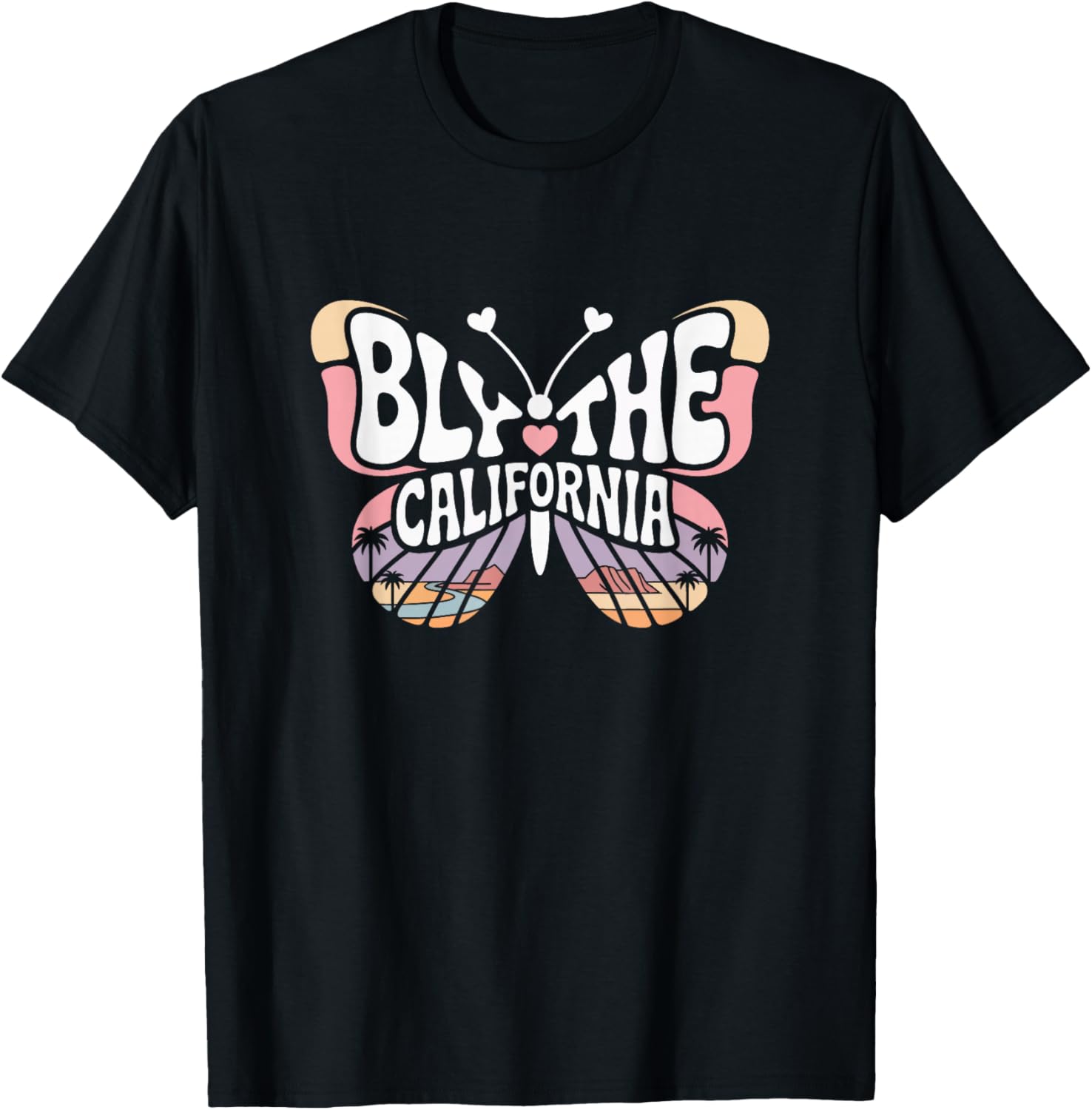 Blythe Butterfly - California Desert City Name Word Art T-Shirt - T-Shirt | Black