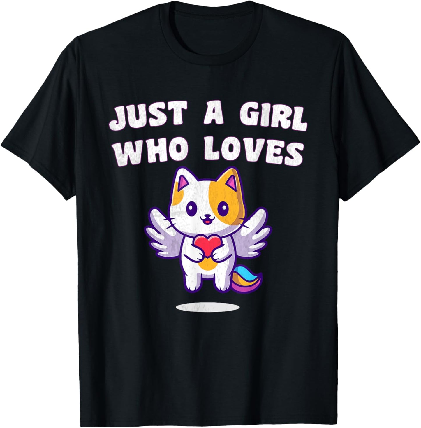Funny Cute Cat "Just a Girl who Loves Meemeow" Pet DayTee T-Shirt - T-Shirt | Black