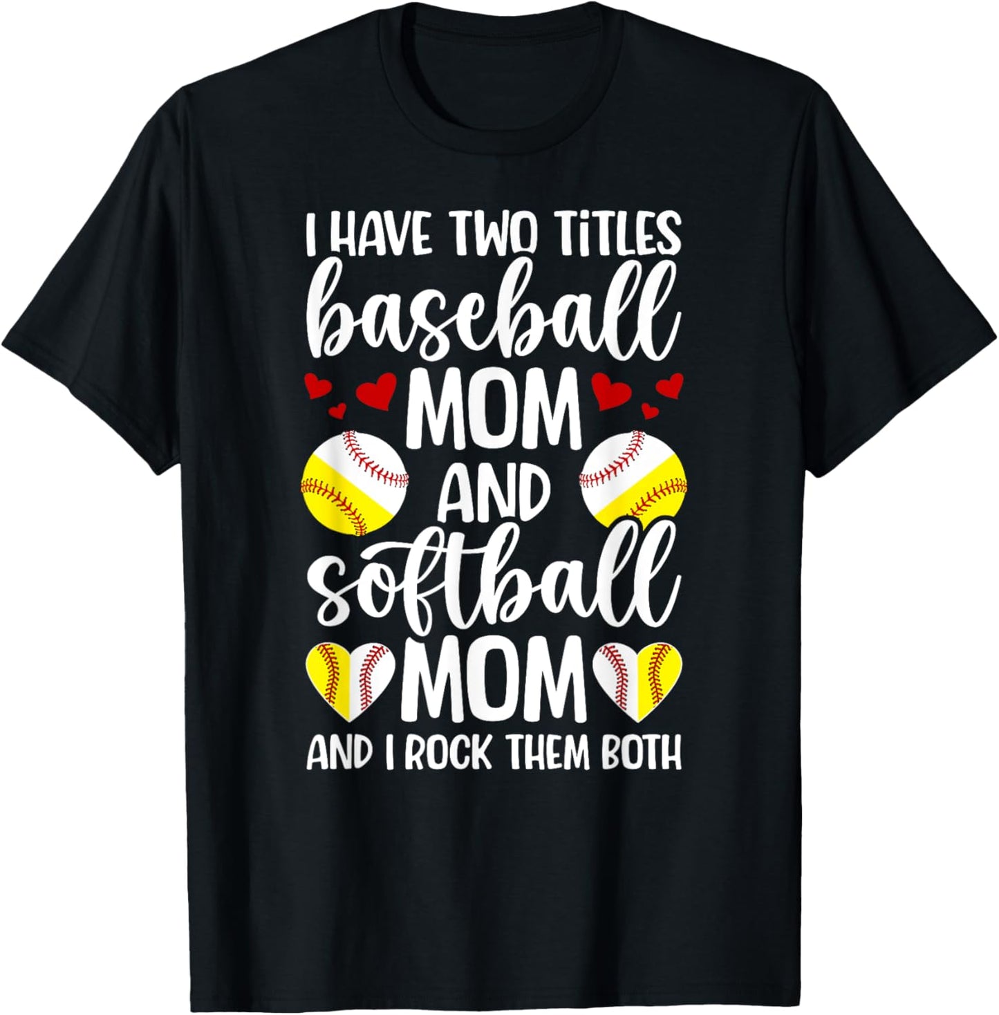 Baseball Mom And Softball Mom Proud Softball Baseball Mom T-Shirt - T-Shirt | Black