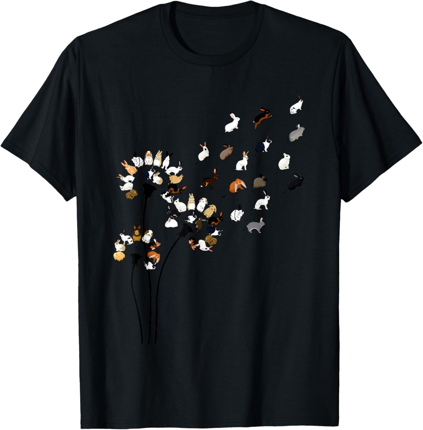 Funny Dandelion Bunny Flower T-Shirt - T-Shirt | Black