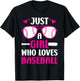 Just a Girl Who Loves Baseball T-Shirt - T-Shirt | Black