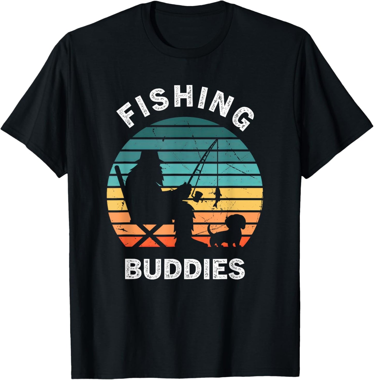 Dachshund Bigfoot Sasquatch Fishing Retro Vintage Style Dog T-Shirt - T-Shirt | Black