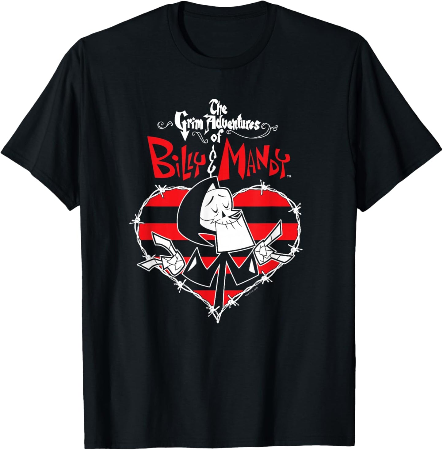 Grim Adventures of Billy & Mandy Reaper Striped Thorn Heart T-Shirt - T-Shirt | Black
