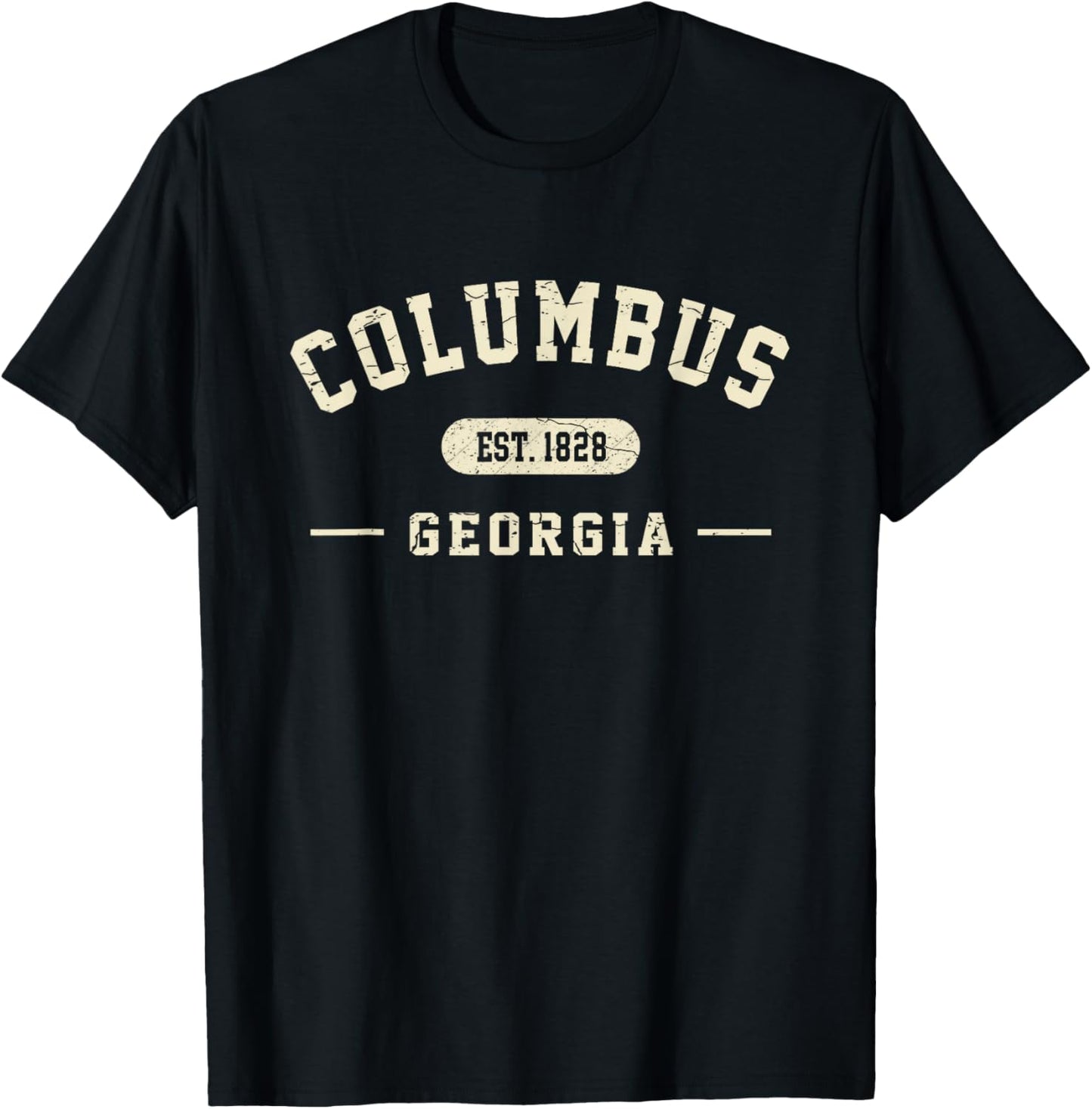 Columbus Georgia Est 1828 Vintage Retro Athletic Style T-Shirt - T-Shirt | Black