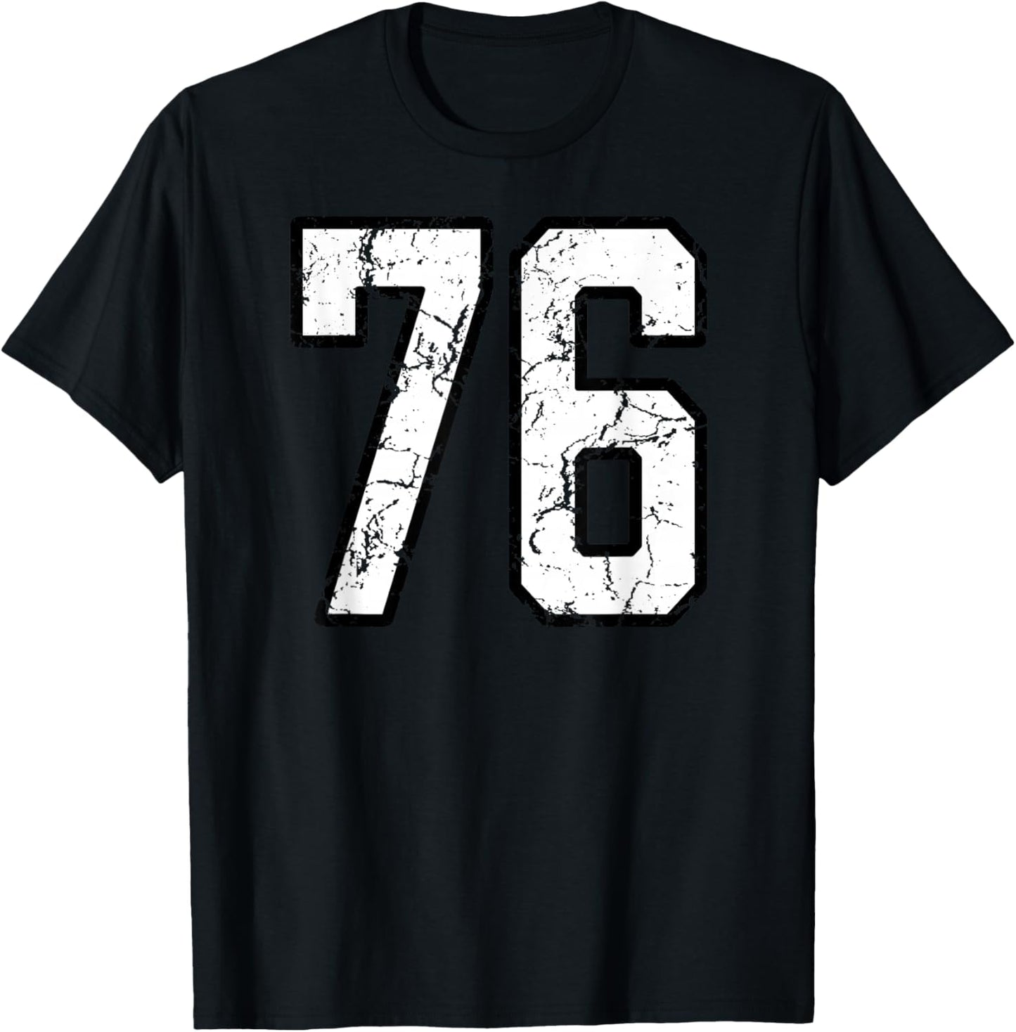 White and Black Sports Number 76 Jersey Uniform Player T-Shirt - T-Shirt | Black