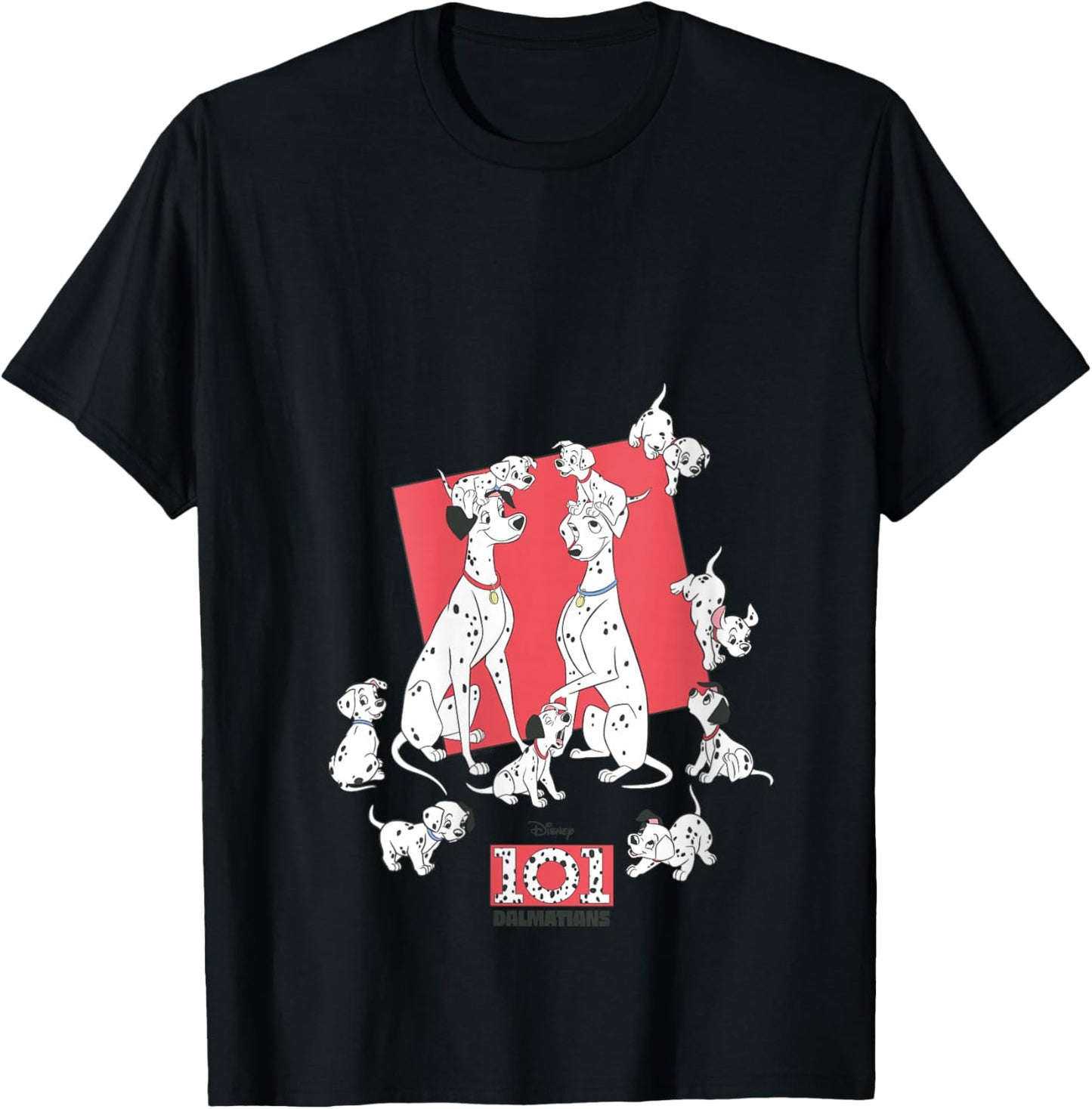 Women's Disney 101 Dalmatians Pongo Perdita Puppies Family V-Neck T-Shirt - T-Shirt | Black