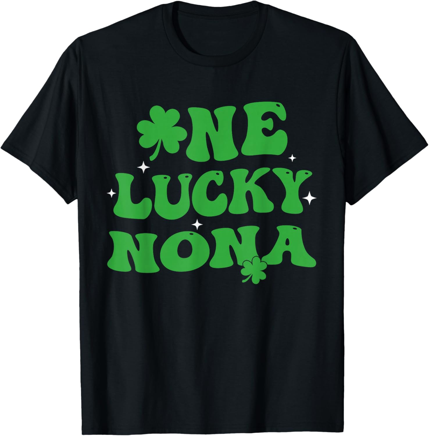 One Lucky Nona Groovy St Patricks Day Nona T-Shirt - T-Shirt | Black
