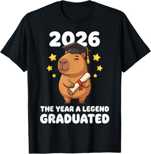 Capybara Graduate 2026 Legend Accomplishment Proud T-Shirt - T-Shirt | Black