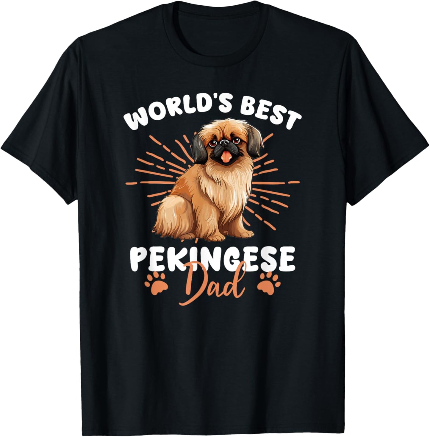 Pekingese Groovy World's Best Pekingese Dad T-Shirt - T-Shirt | Black