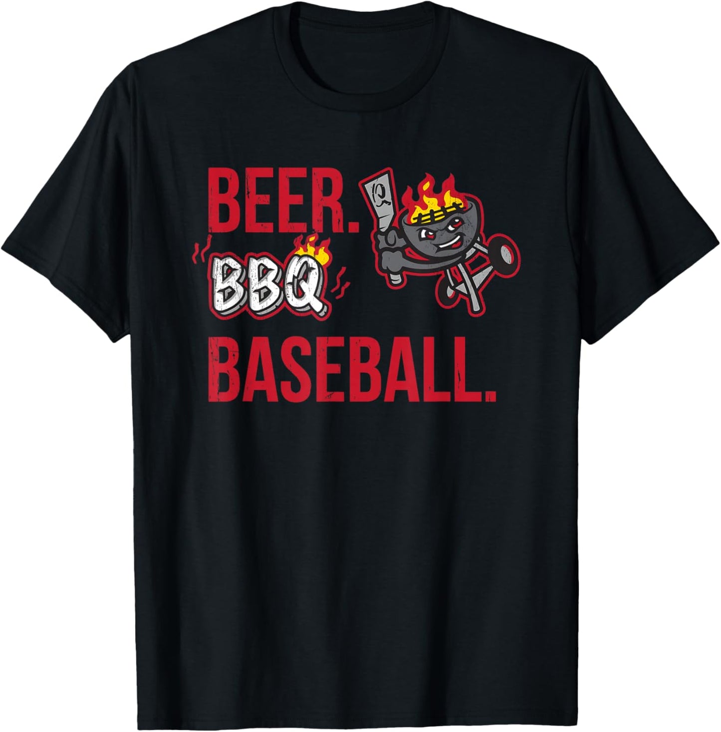 Beer Bbq Baseball Fire Summer Coming T-Shirt - T-Shirt | Black