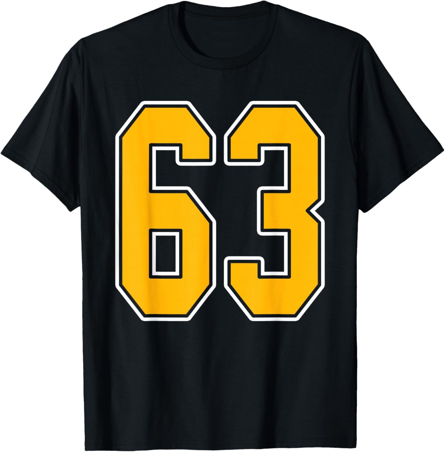 Gold and White Sports Number 63 Jersey Uniform Player T-Shirt - T-Shirt | Black