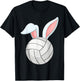Easter Volleyball Love Bunny Ears Ball Cute Rabbit Sport T-Shirt - T-Shirt | Black
