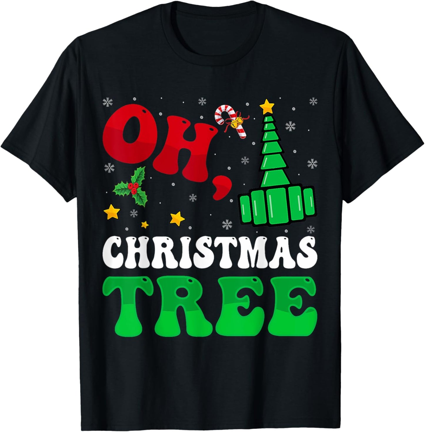 Oh Christmas Tree Xmas Lights RT Respiratory Therapist T-Shirt - T-Shirt | Black
