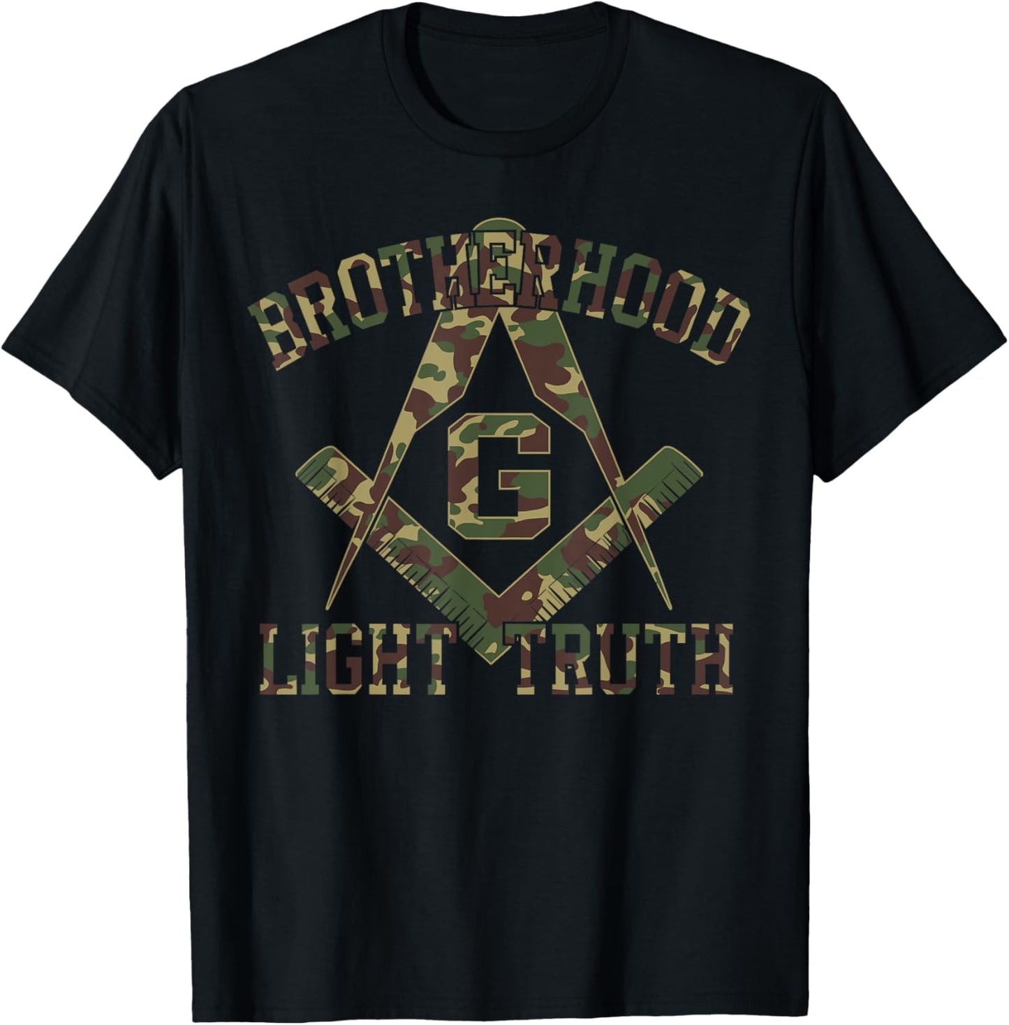 Brotherhood Light Truth Mason Masonic Camo Freemason T-Shirt - T-Shirt | Black