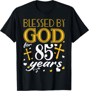Vintage Blessed By God For 85 Years Happy 85th Birthday T-Shirt - T-Shirt | Black