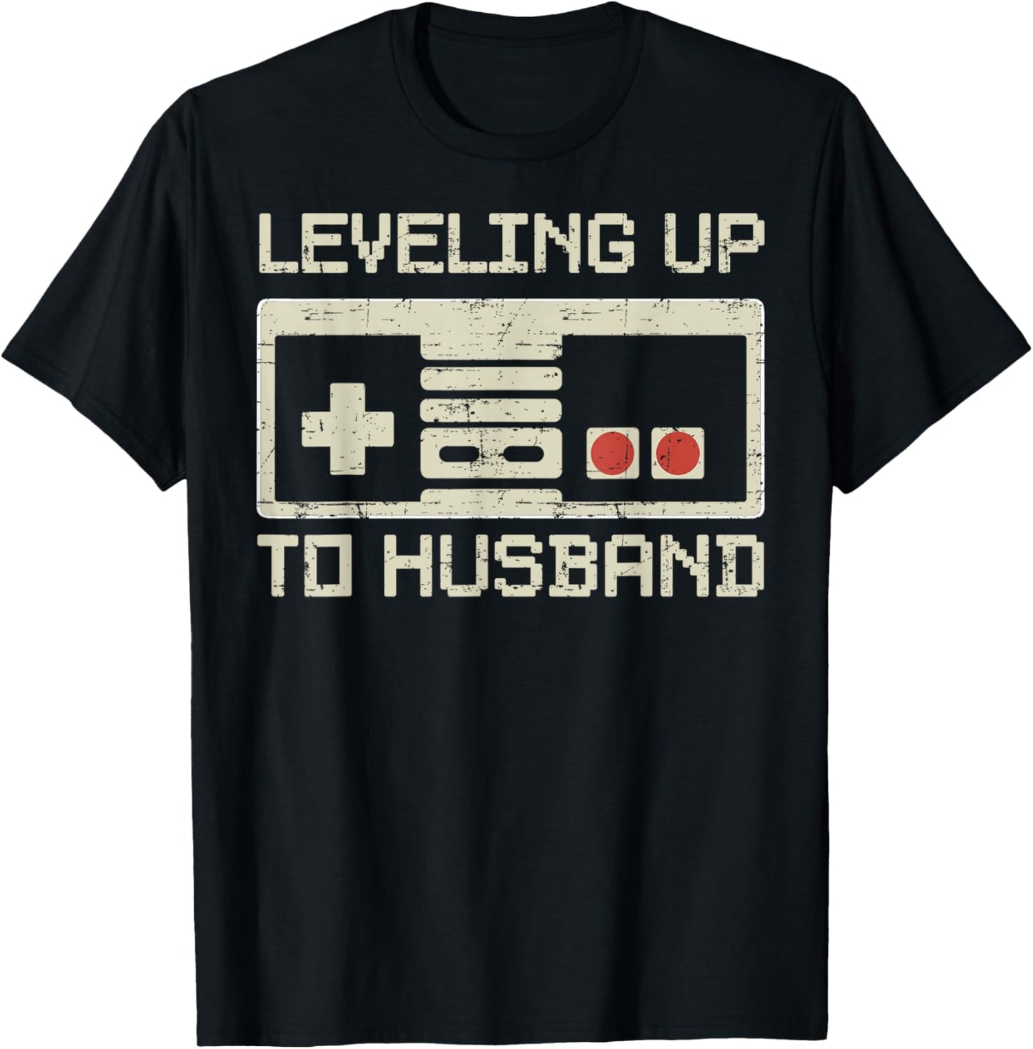Leveling Up To Husband Gamer Retro Bachelor Party Groom T-Shirt - T-Shirt | Black