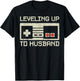 Leveling Up To Husband Gamer Retro Bachelor Party Groom T-Shirt - T-Shirt | Black