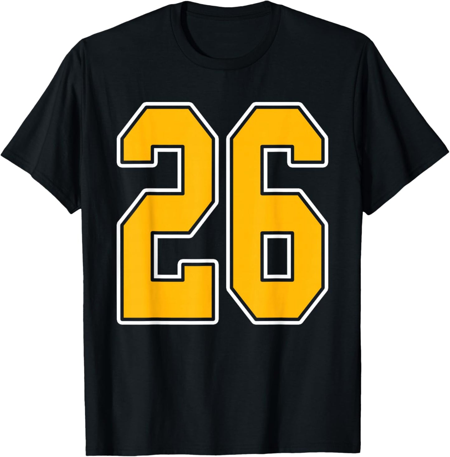 Gold and White Sports Number 26 Jersey Uniform Player T-Shirt - T-Shirt | Black