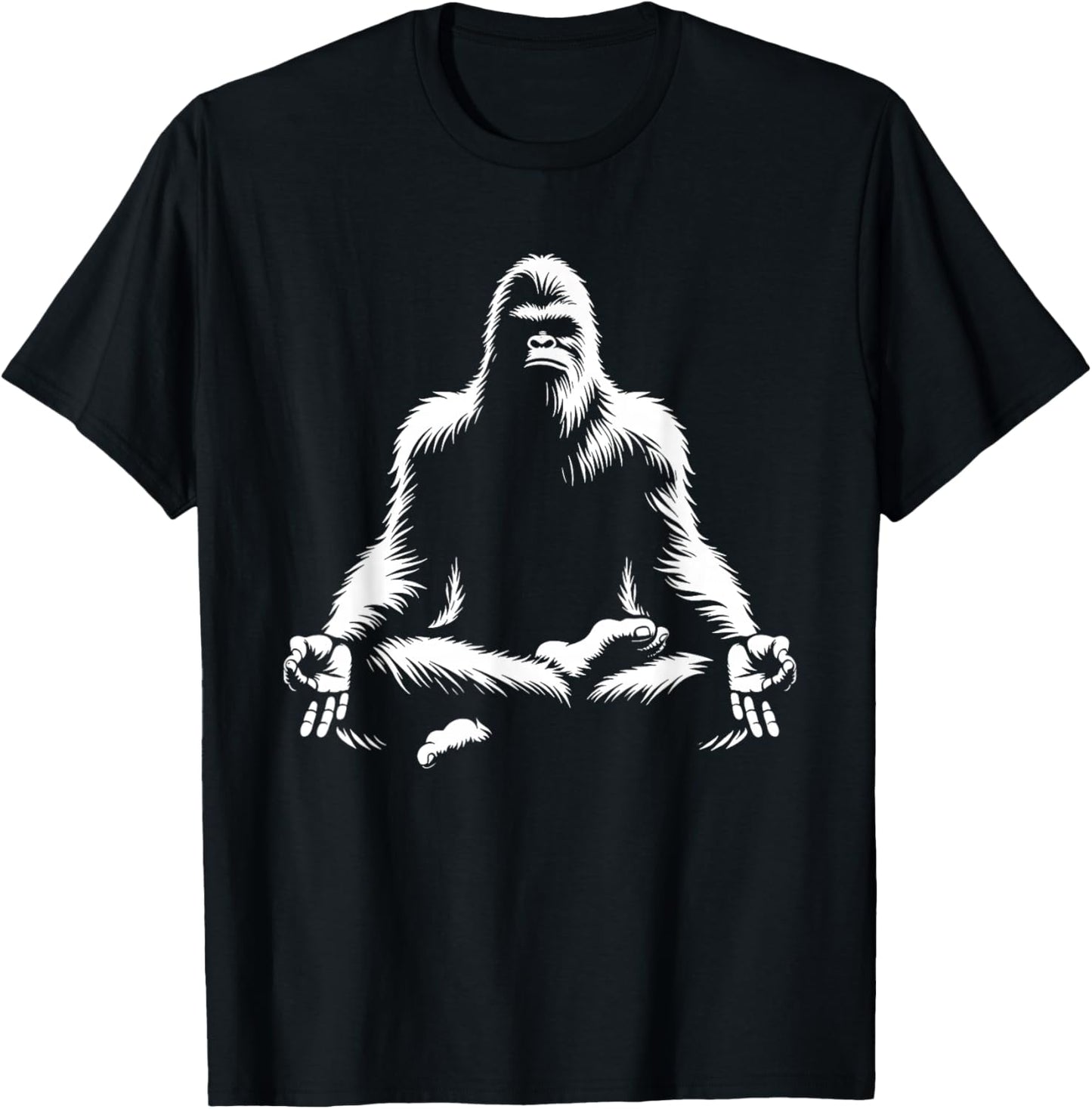 Bigfoot Yoga Pose Sasquatch Meditation T-Shirt - T-Shirt | Black